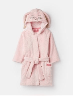 204653-PINKBUNNY Pink robe with bunny ears  100% polyester XS, S, M, L